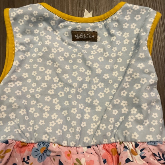 Matilda Jane Joyful Jamboree Pink Blue floral checkered Sleeveless Sundress -5T - Picture 3 of 9